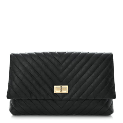 Chanel Aged Calfskin Chevron Reissue Flap Clutch Black 1 of 9