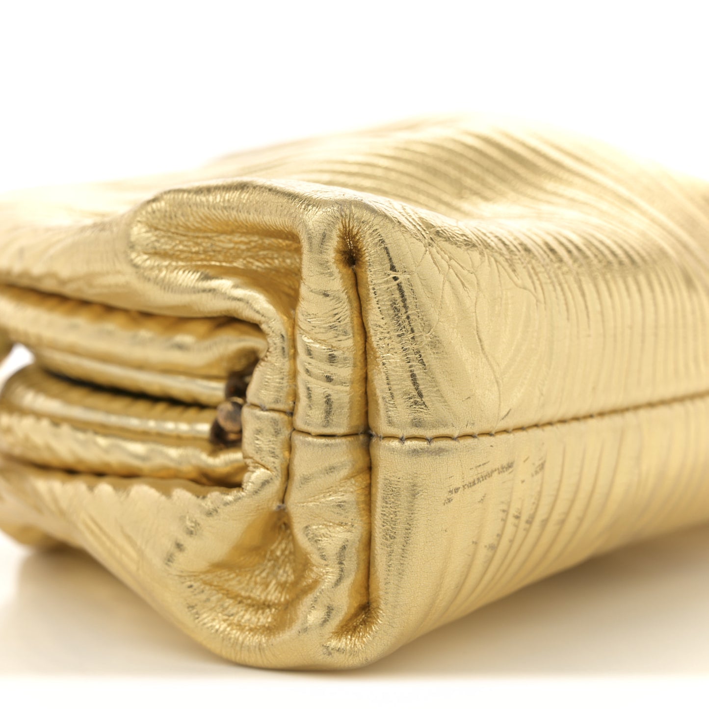 Metallic Bark Calfskin The Mini Pouch Gold