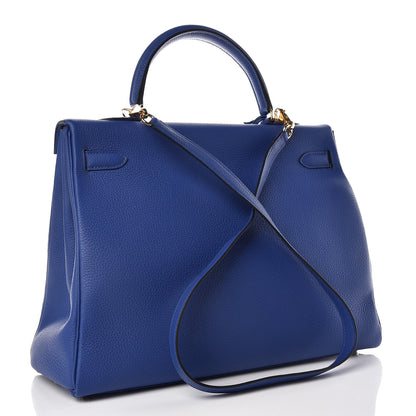 Hermes Togo Kelly Retourne 35 Bleu Electrique 3 of 37