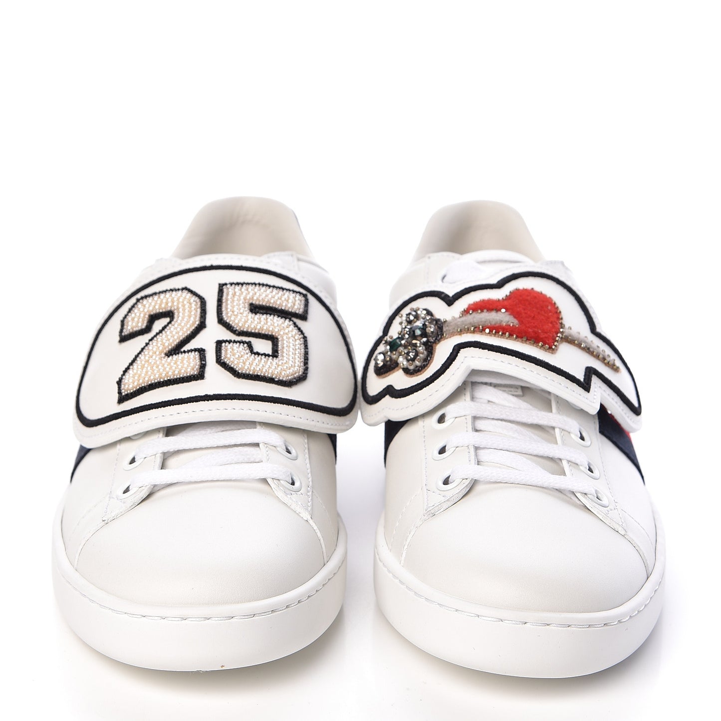 Calfskin Ayers Web Dagger Embroidered Womens Ace Sneakers 37 White