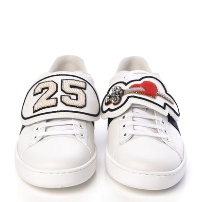 Gucci Calfskin Ayers Web Dagger Embroidered Womens Ace Sneakers 37 White 2 of 11