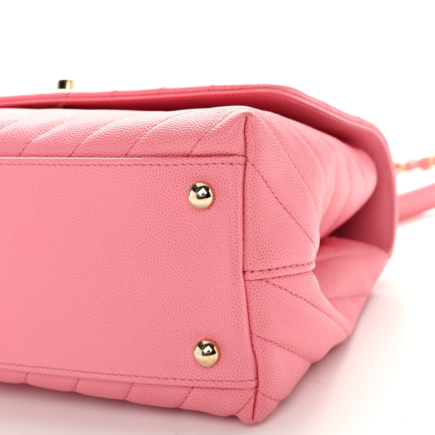 Caviar Chevron Quilted Small Coco Handle Flap Pink