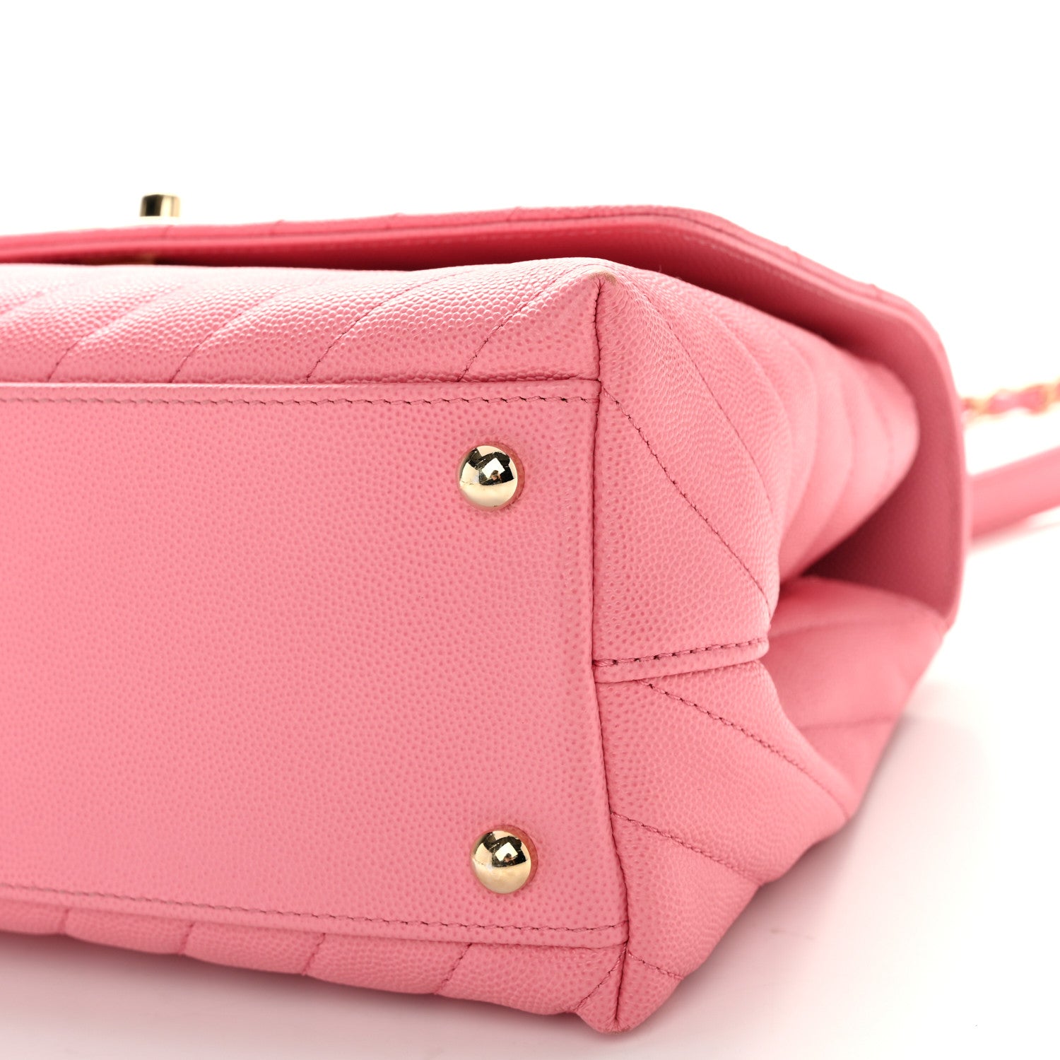 Chanel Caviar Chevron Quilted Small Coco Handle Flap Pink 10 of 10