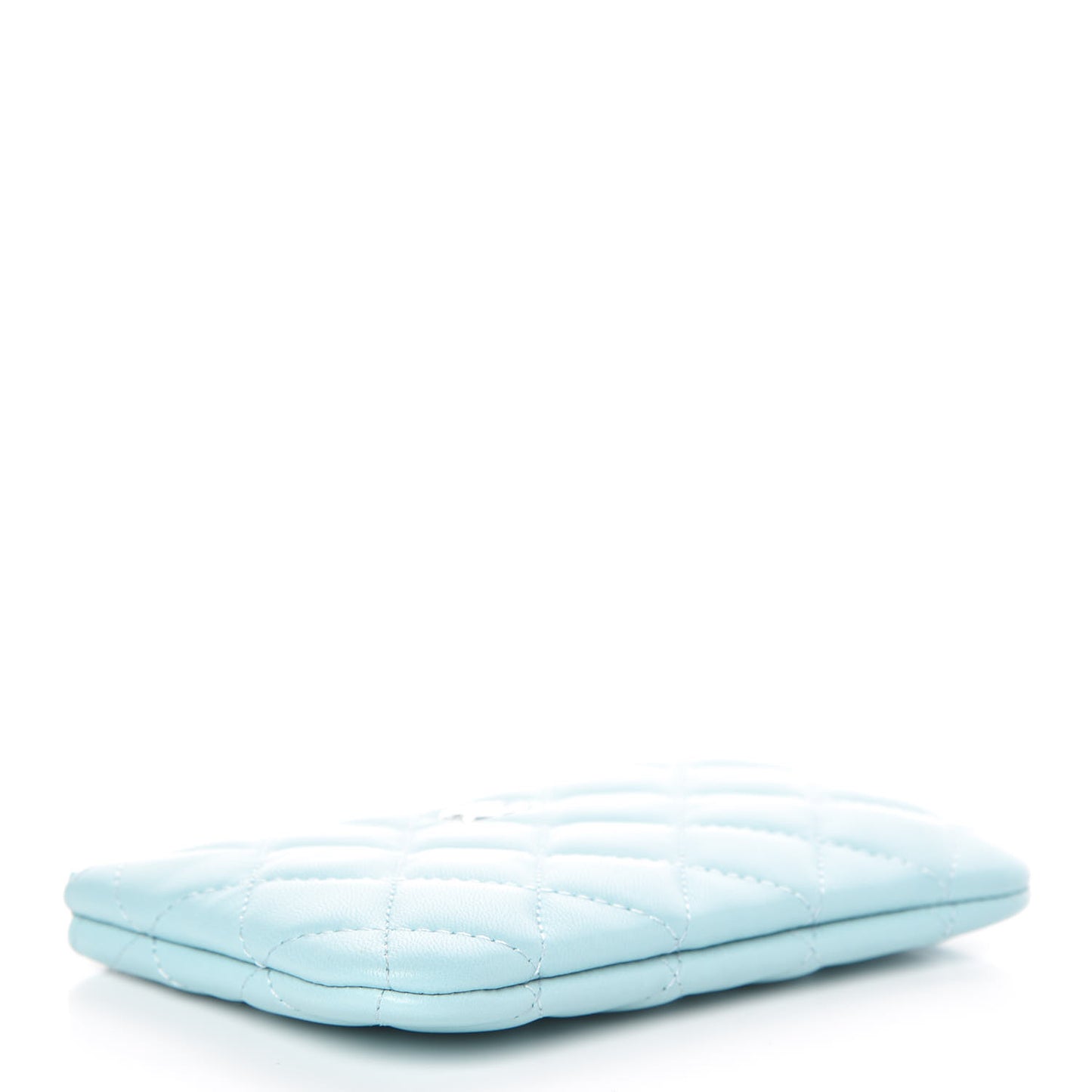Lambskin Quilted Small Cosmetic Case Light Blue
