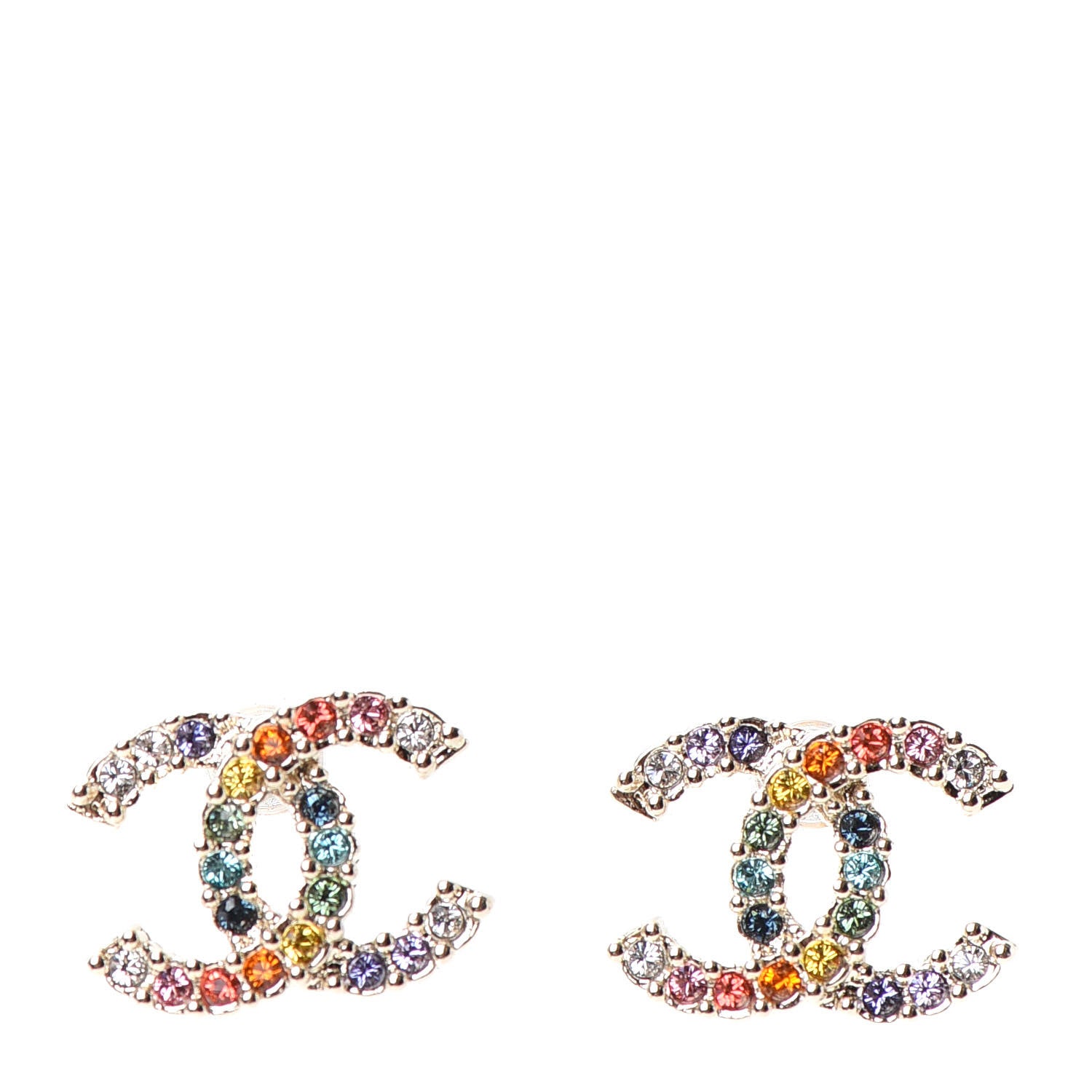Chanel Crystal Over The Rainbow CC Earrings Gold Multicolor 1 of 4
