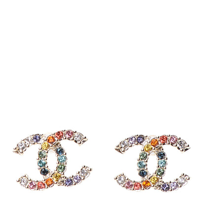 Chanel Crystal Over The Rainbow CC Earrings Gold Multicolor 1 of 4