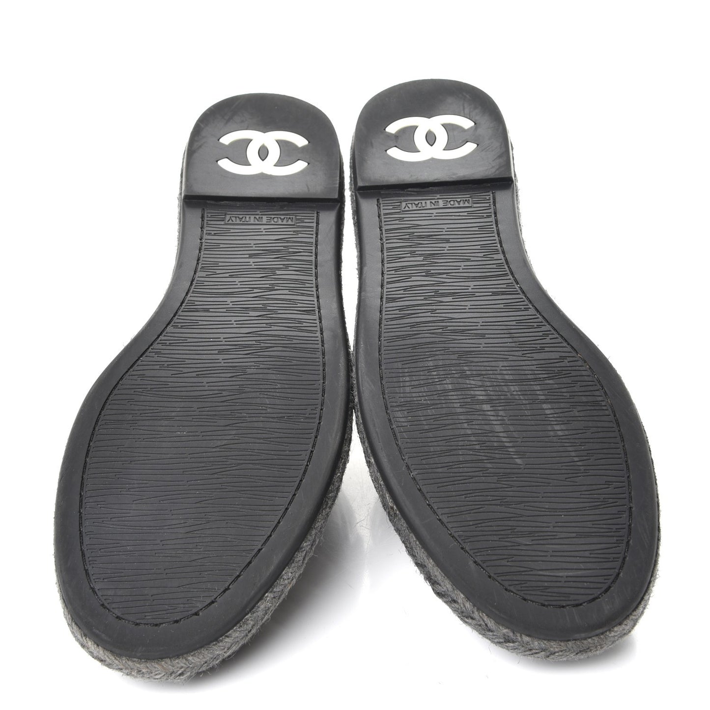 Patent Calfskin CC Mocassin Loafer Espadrilles 38 Black
