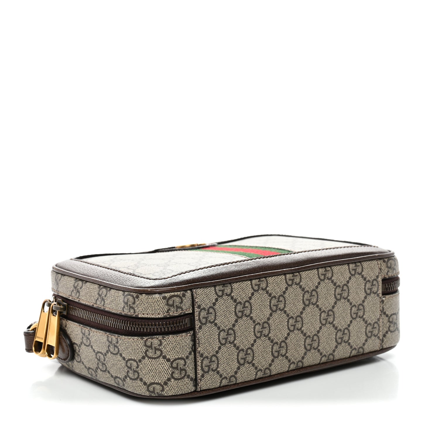 GG Supreme Monogram Web Small Ophidia Top Handle Shoulder Bag Brown