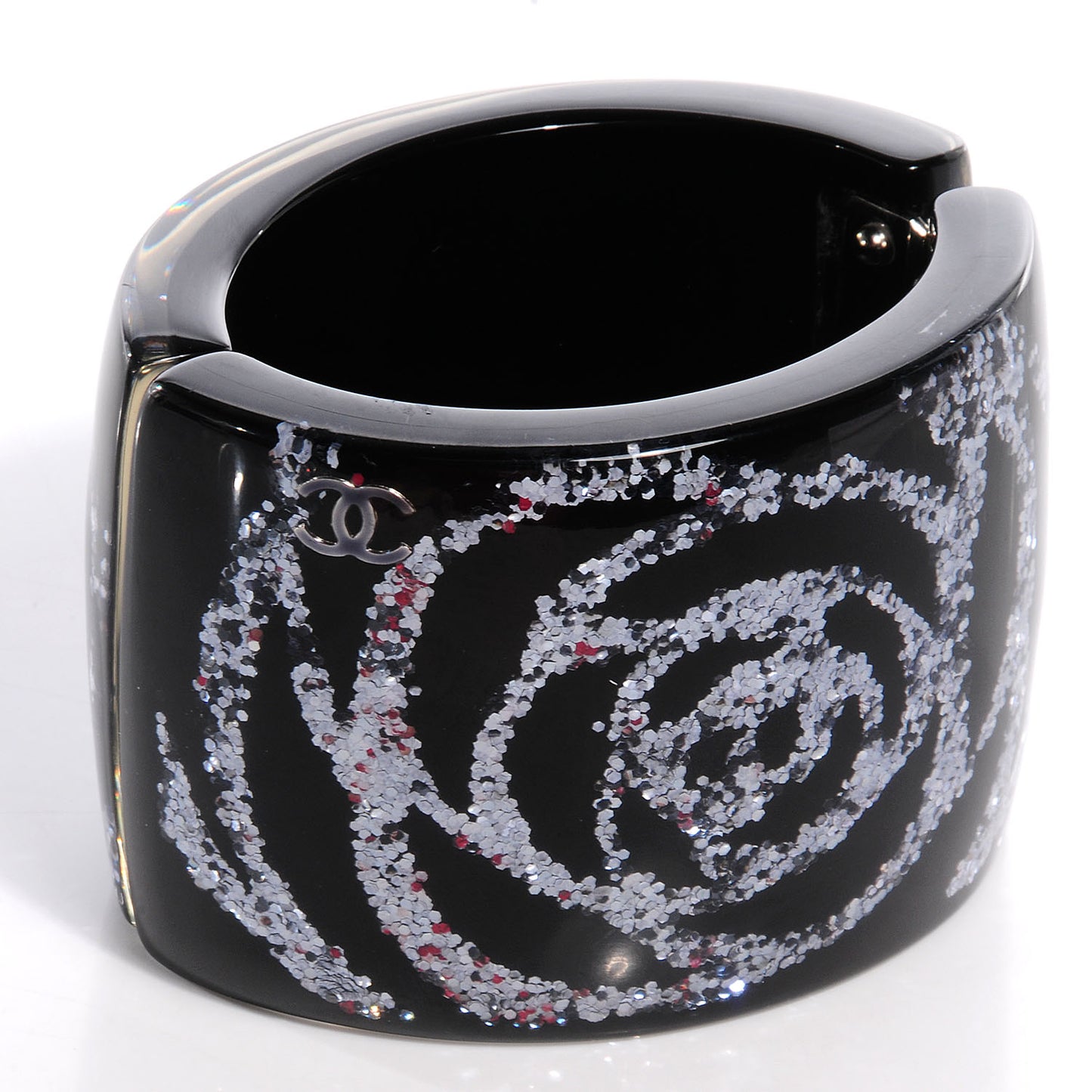 Resin Glitter CC Camellia Cuff Black