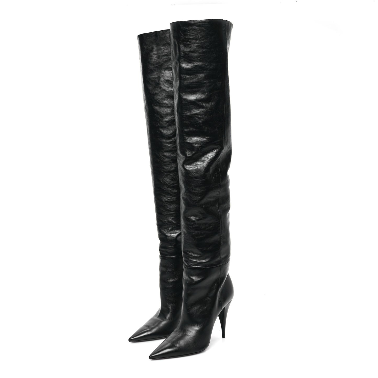 Calfskin Kiki 100 Over The Knee Boots 37.5 Black