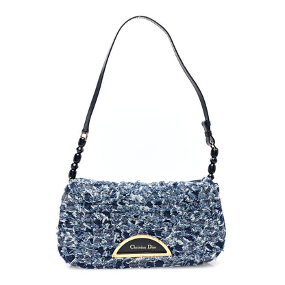 Christian Dior Denim Frayed Malice Shoulder Bag Blue 1 of 9