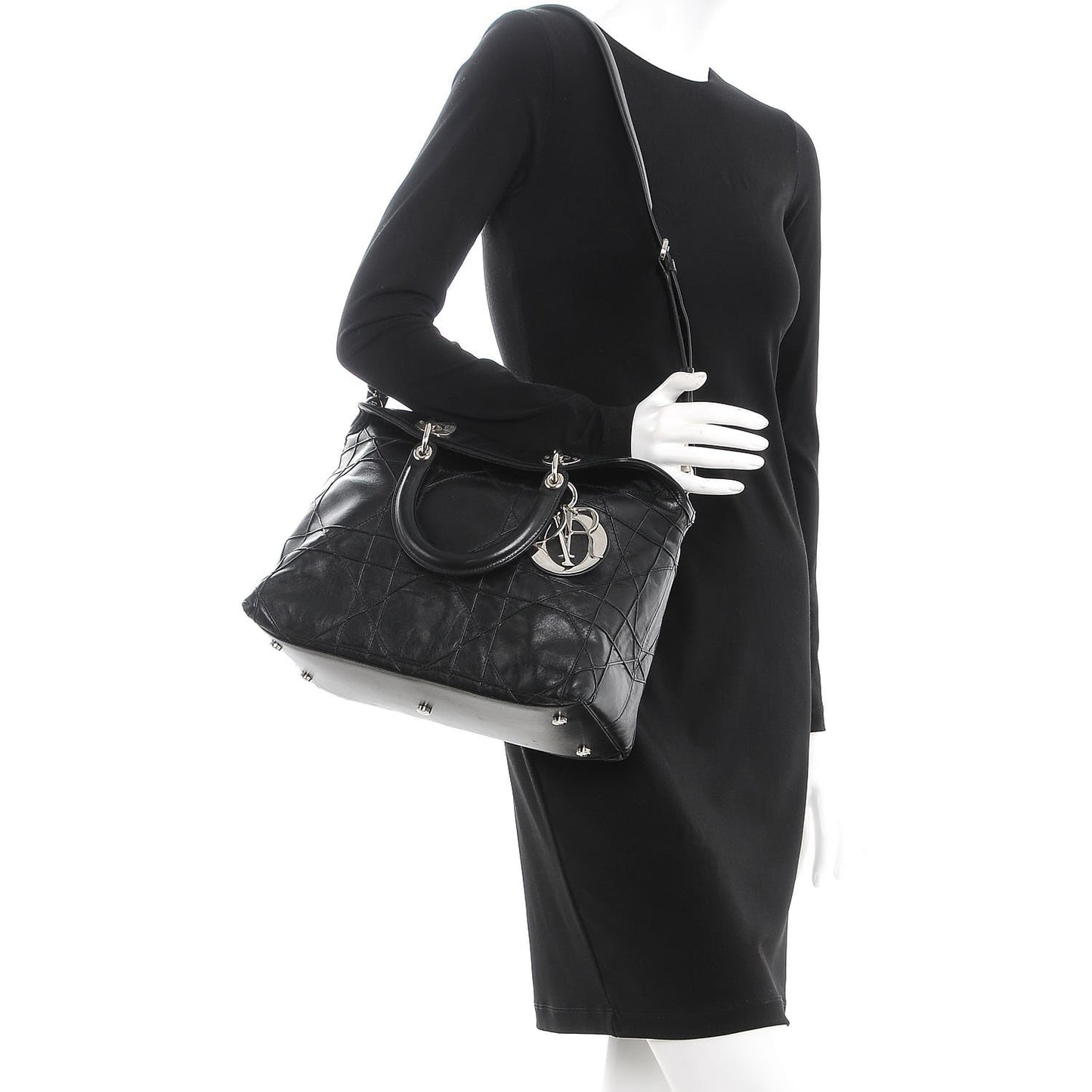 Lambskin Cannage Medium Granville Tote Black