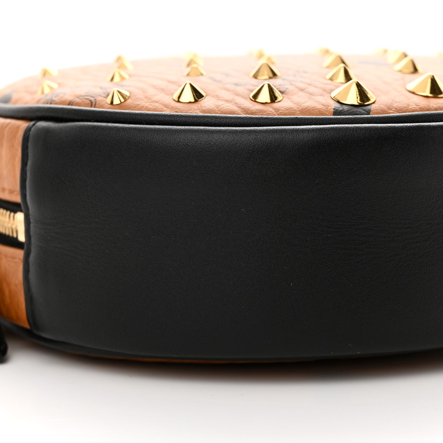 Visetos Studded Big O Small Round Crossbody Cognac