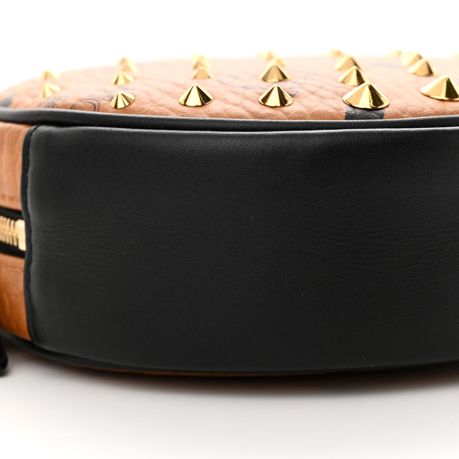 MCM Visetos Studded Big O Small Round Crossbody Cognac 8 of 9