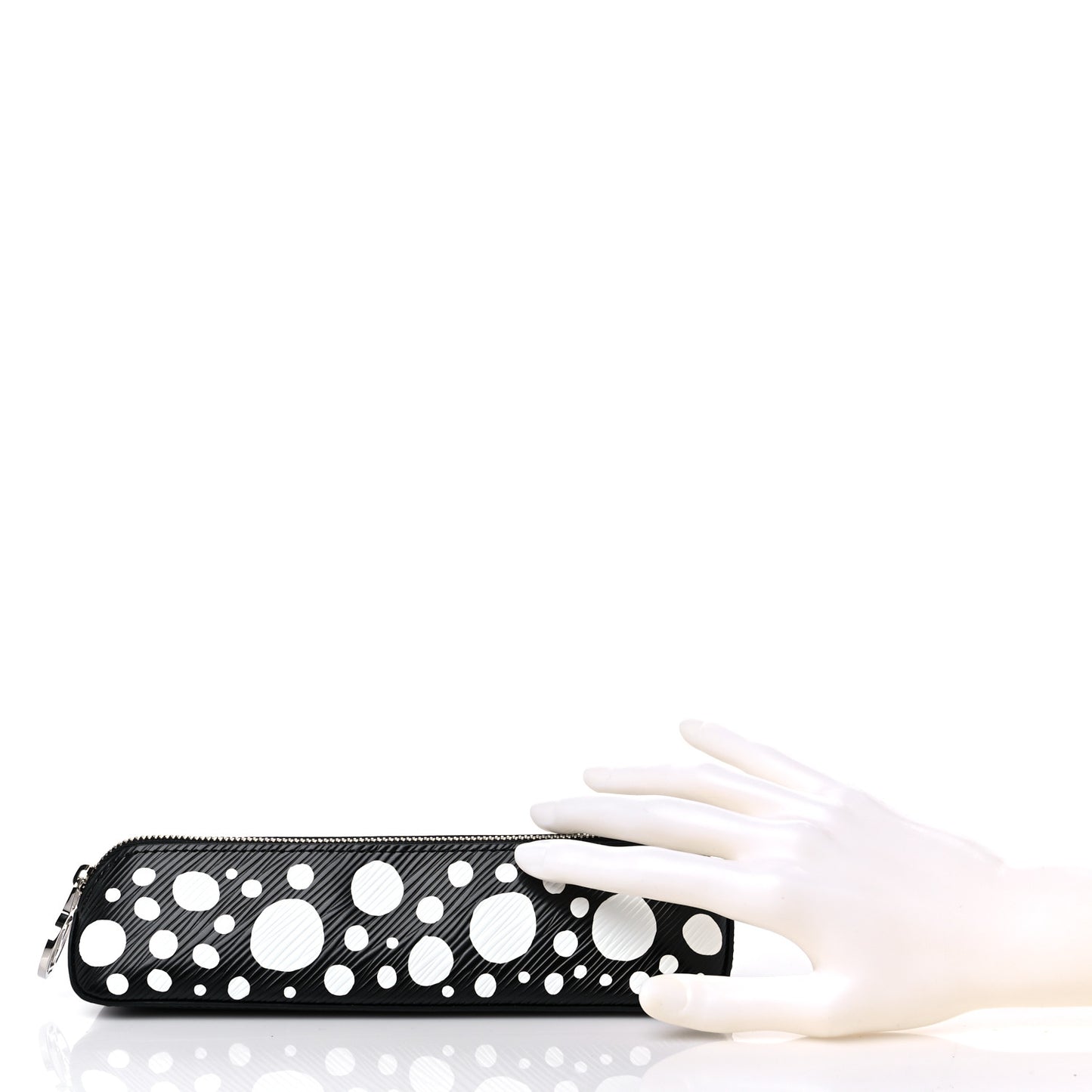 X YK Epi Infinity Dots Elizabeth Pencil Pouch Black White