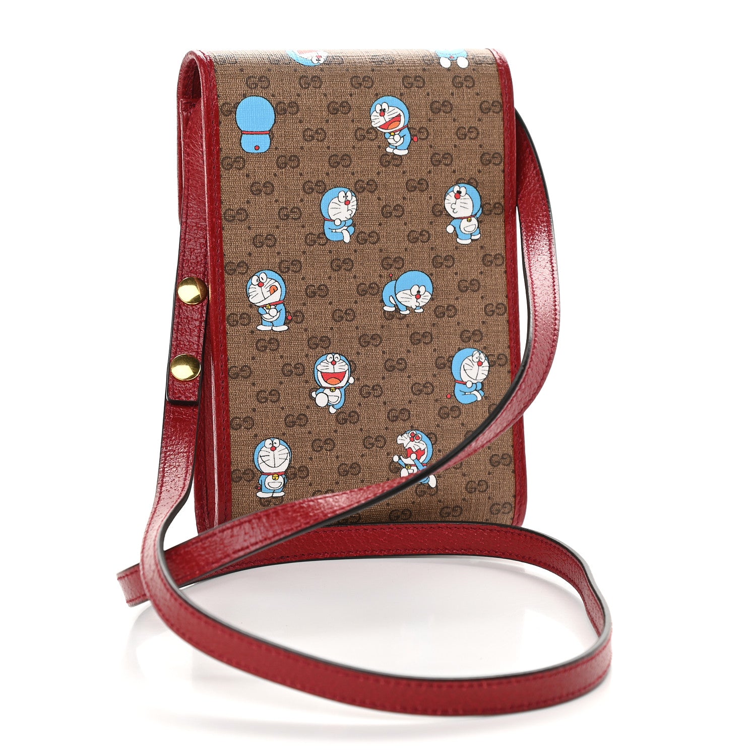 Gucci X DORAEMON Mini Vintage GG Supreme Monogram Mini Crossbody Bag Beige Cherry Red 2 of 9