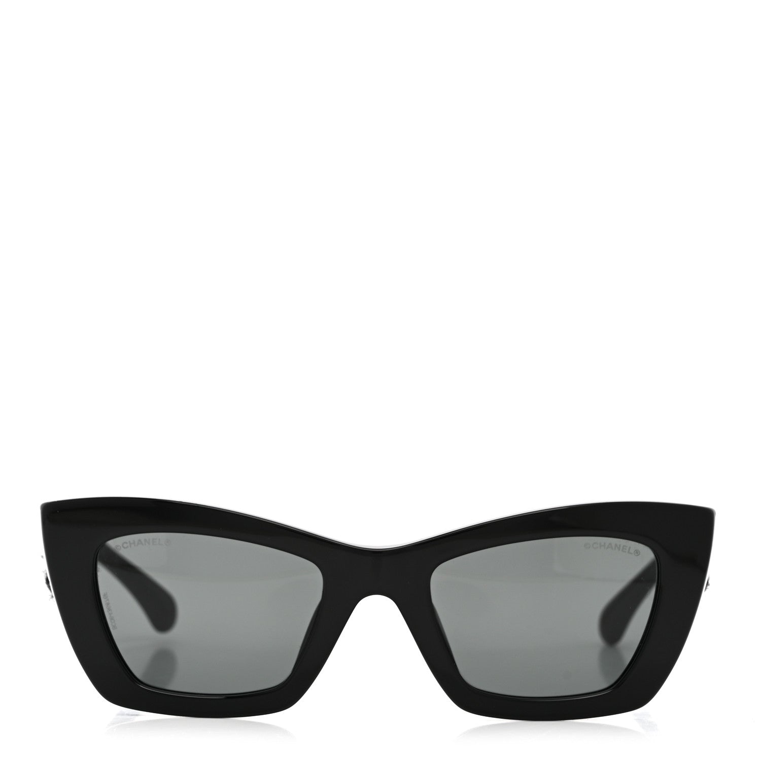 Chanel Acetate Tweed CC Cat Eye Sunglasses 71550A Black 2 of 7
