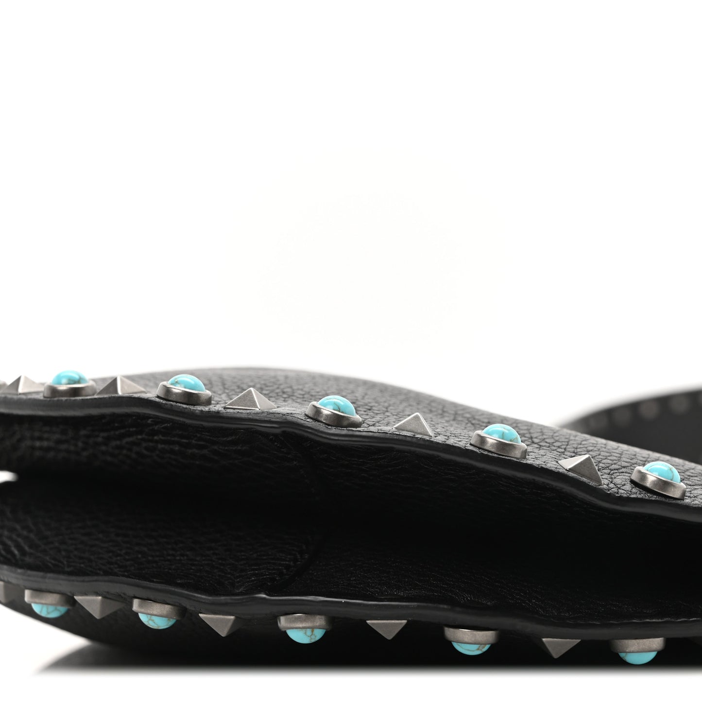 Grained Calfskin Turquoise Small Rockstud Rolling Flip-Lock Messenger Black