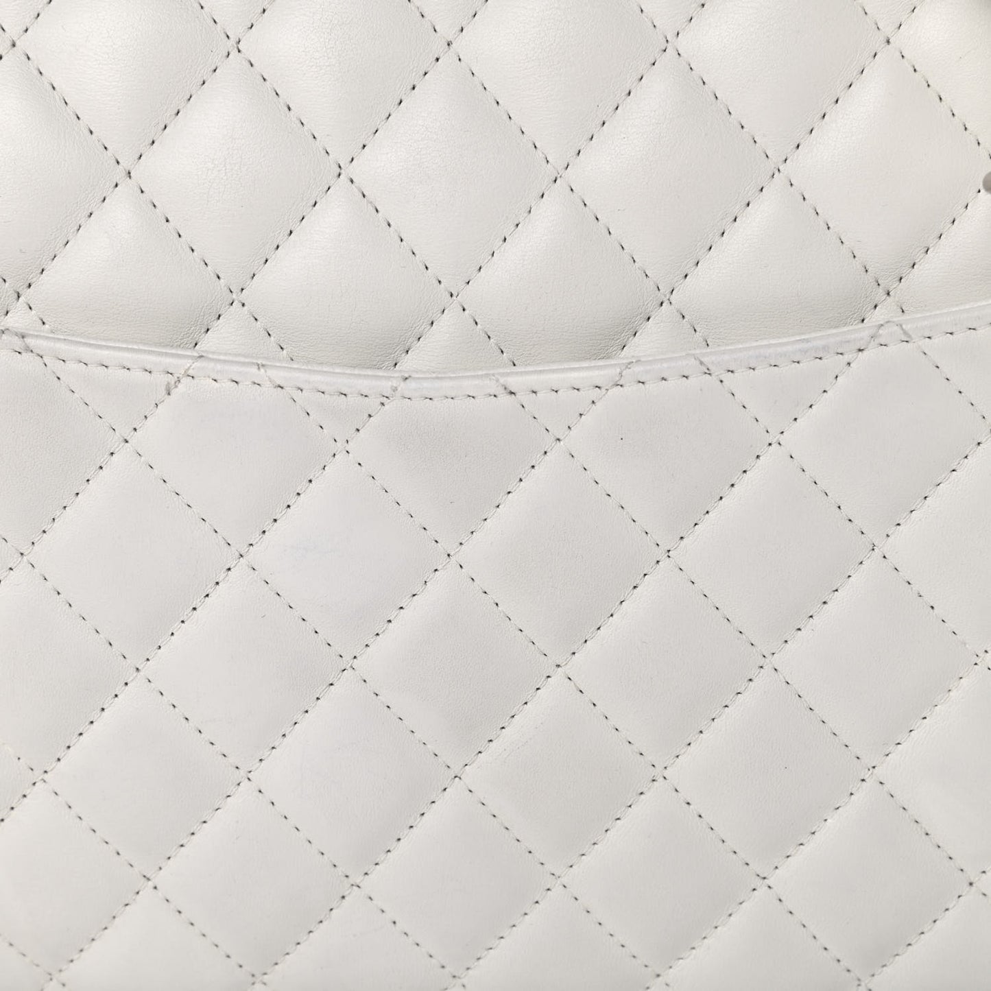 Calfskin Quilted Large Cambon Flap White Black