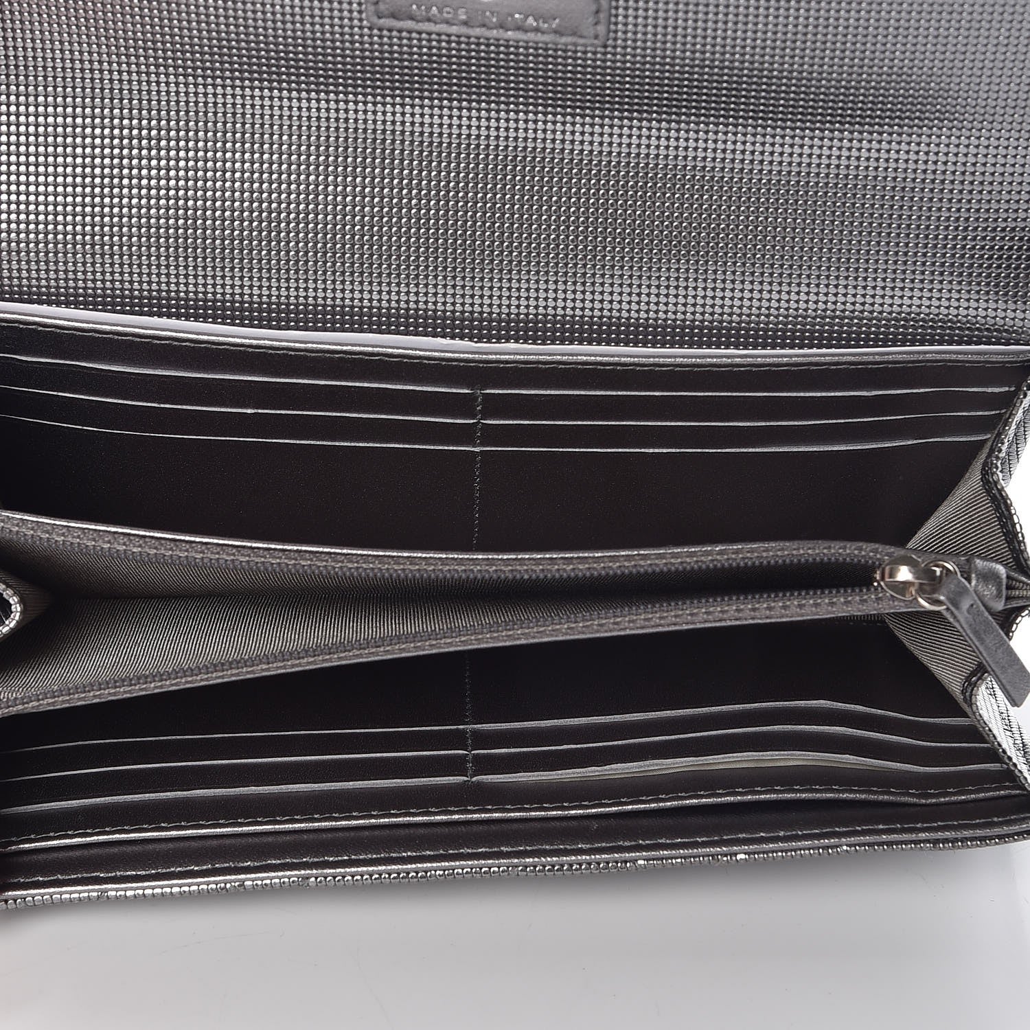 Chanel Metallic Calfskin Quilted Pixel Effect Large Flap Wallet Silver 12 of 15