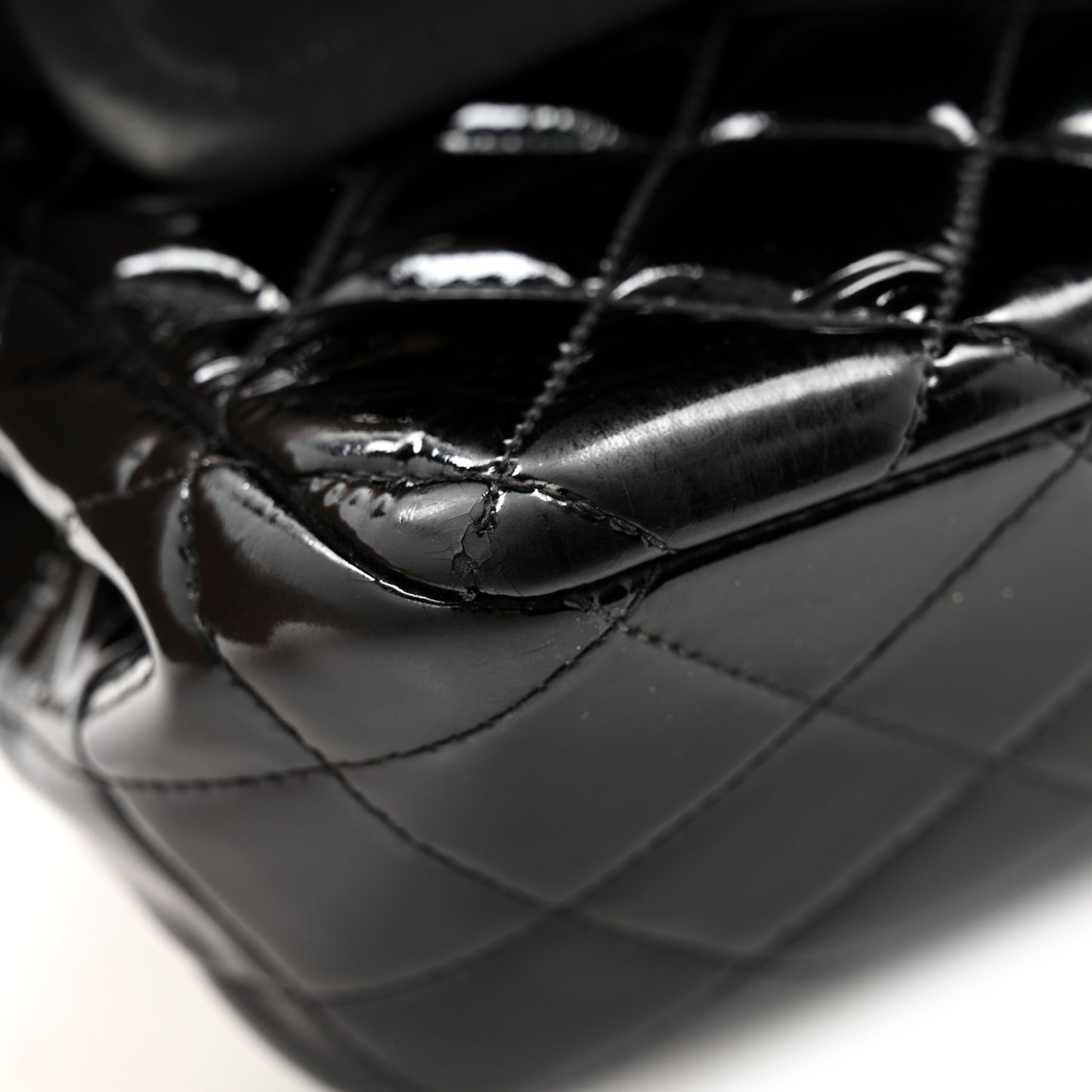 Patent Quilted Jumbo Double Flap Black
