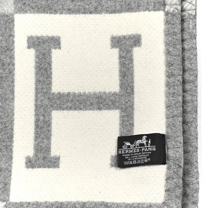 Hermes Wool Cashmere Avalon III Blanket Ecru Gris Clair 3 of 3