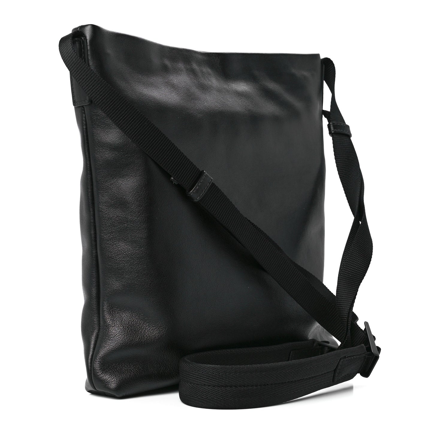 Soft Calf Flat Messenger Bag Black