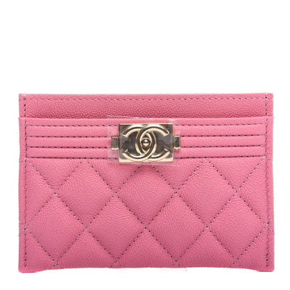 Chanel Caviar Quilted Boy Card Holder Pink 1 of 9