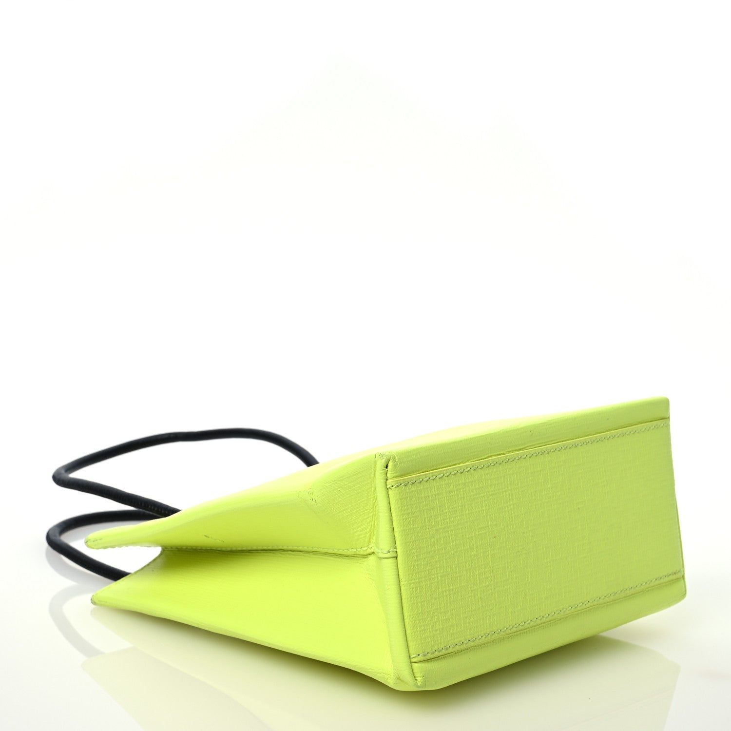 Balenciaga Squared Calfskin Logo Shopping Tote XXS Lime 4 of 13