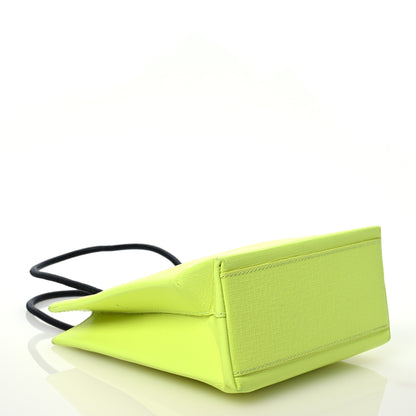 Balenciaga Squared Calfskin Logo Shopping Tote XXS Lime 4 of 13