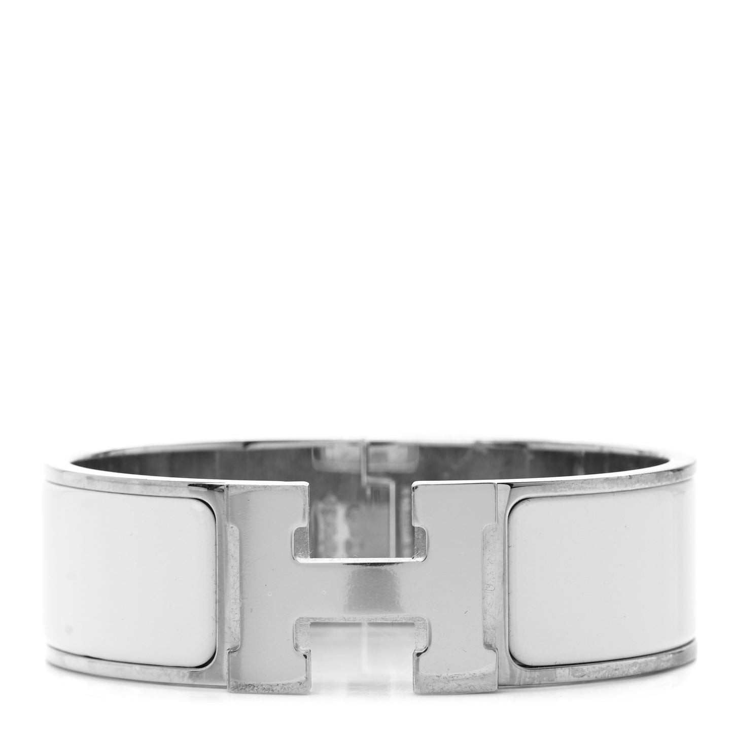 Enamel Wide Clic Clac H Bracelet GM White