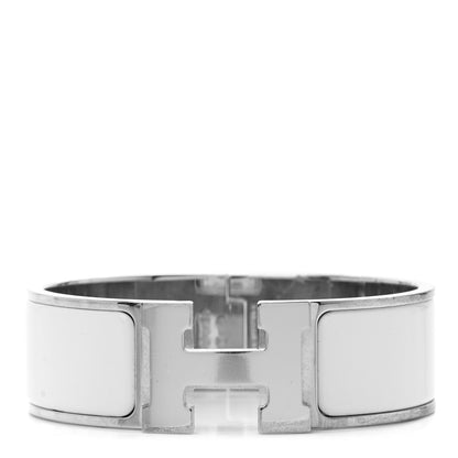 Hermes Enamel Wide Clic Clac H Bracelet GM White 1 of 4