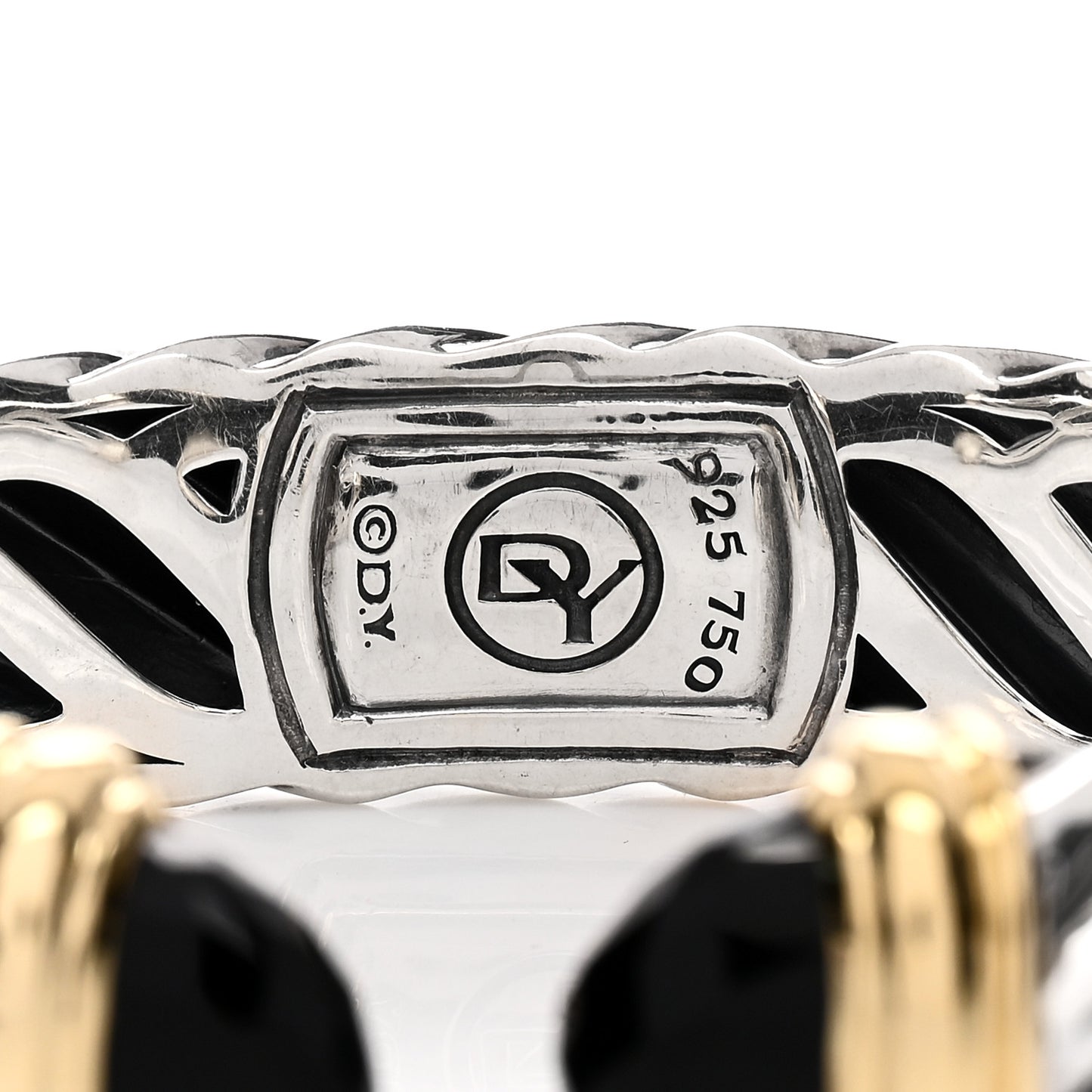 Sterling Silver 18K Yellow Gold Black Onyx 15mm Waverly Bracelet