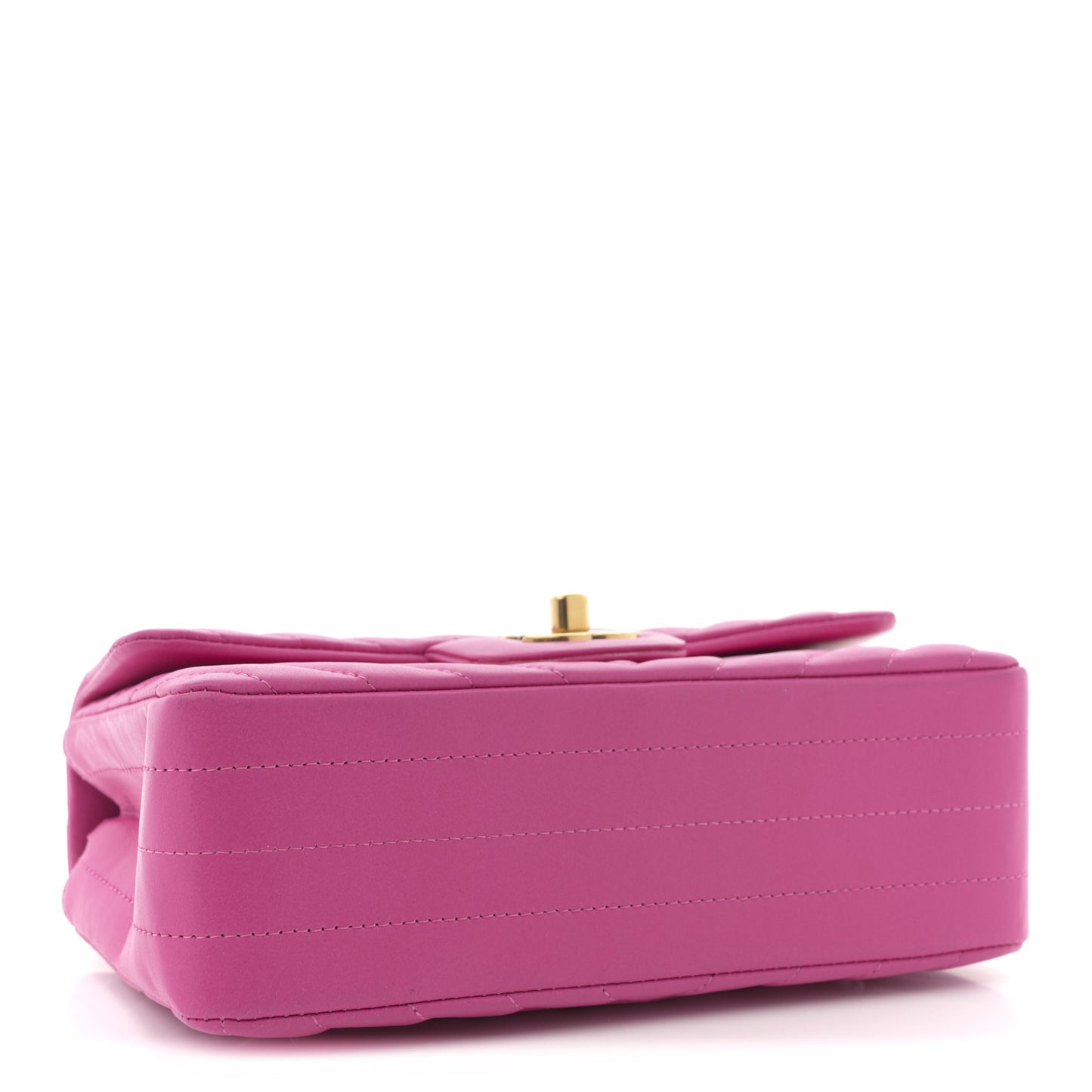 Lambskin Chevron Quilted Mini Rectangular Flap Pink