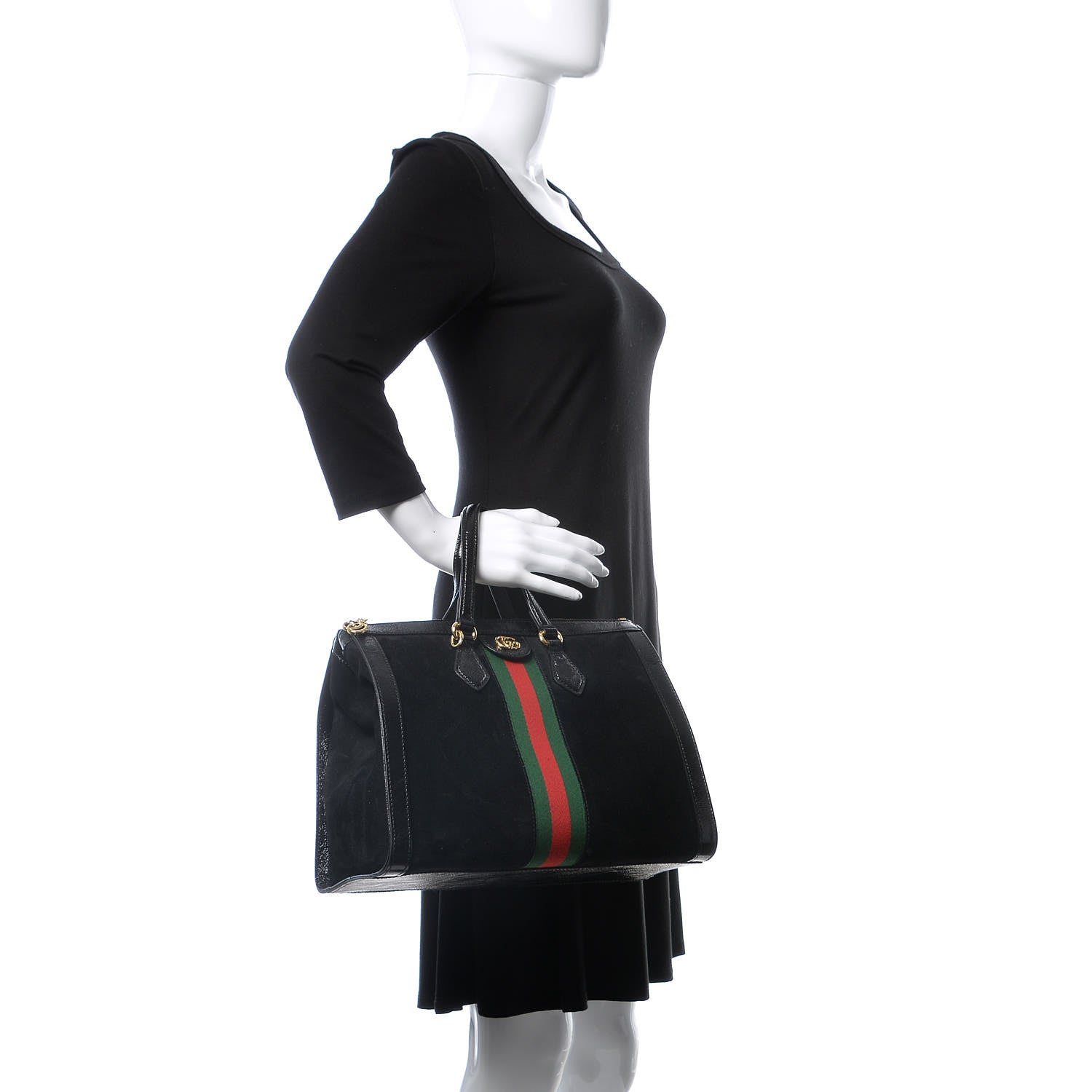 Gucci Suede Patent GG Web Small Ophidia Tote Bag Black 2 of 10