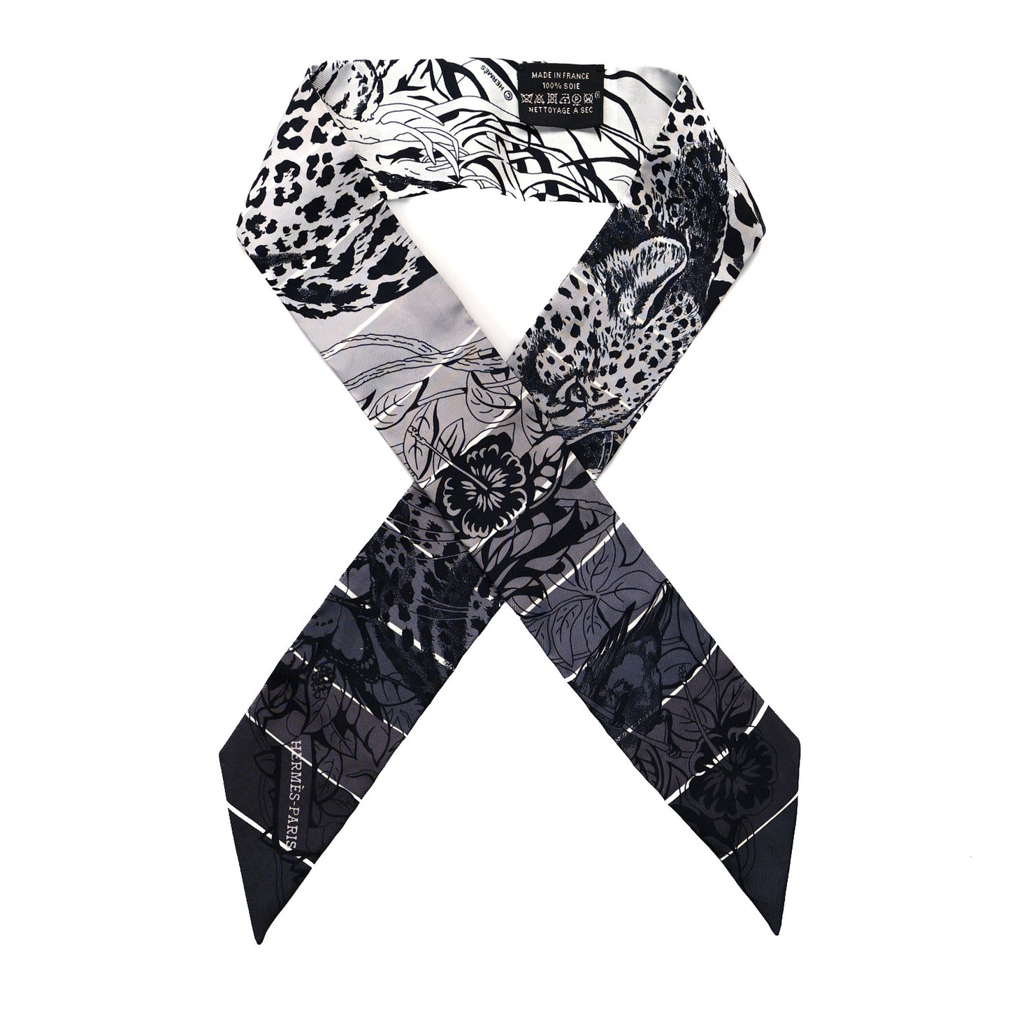 Silk Jungle Love Rainbow Twilly Gris Black White