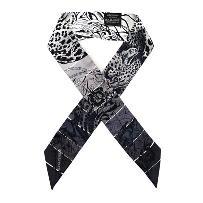 Hermes Silk Jungle Love Rainbow Twilly Gris Black White 1 of 3