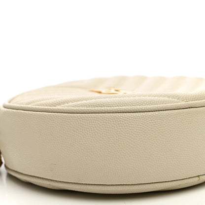 Saint Laurent Grain De Poudre Matelasse Chevron Quilted Round Vinyle Camera Bag Crema Soft 8 of 11