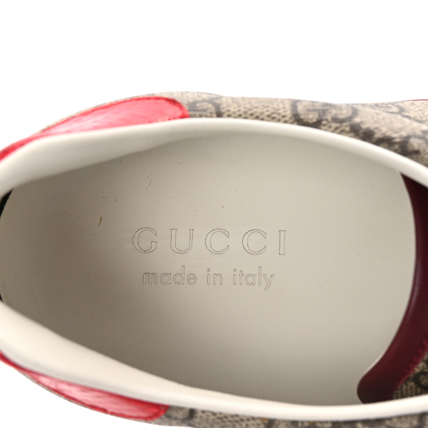 Gucci GG Supreme Monogram Ayers Web Mens New Ace Sneakers  9 Beige Ebony Red 8 of 9