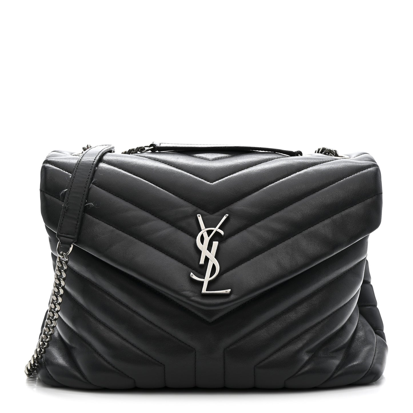 Calfskin Y Quilted Monogram Medium Loulou Chain Satchel Storm