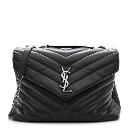 Saint Laurent Calfskin Y Quilted Monogram Medium Loulou Chain Satchel Storm 1 of 16