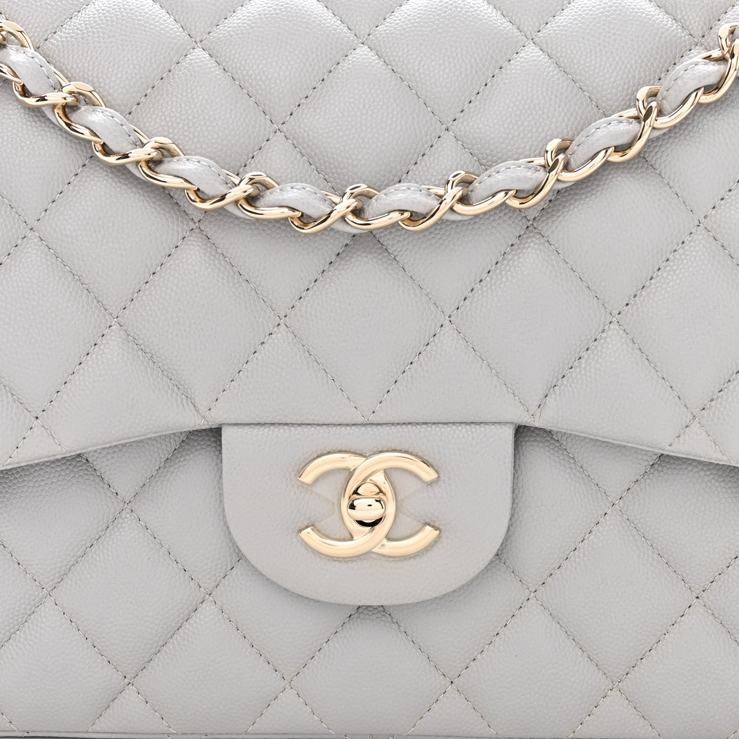 Chanel Caviar Quilted Jumbo Double Flap Grey 8 of 11