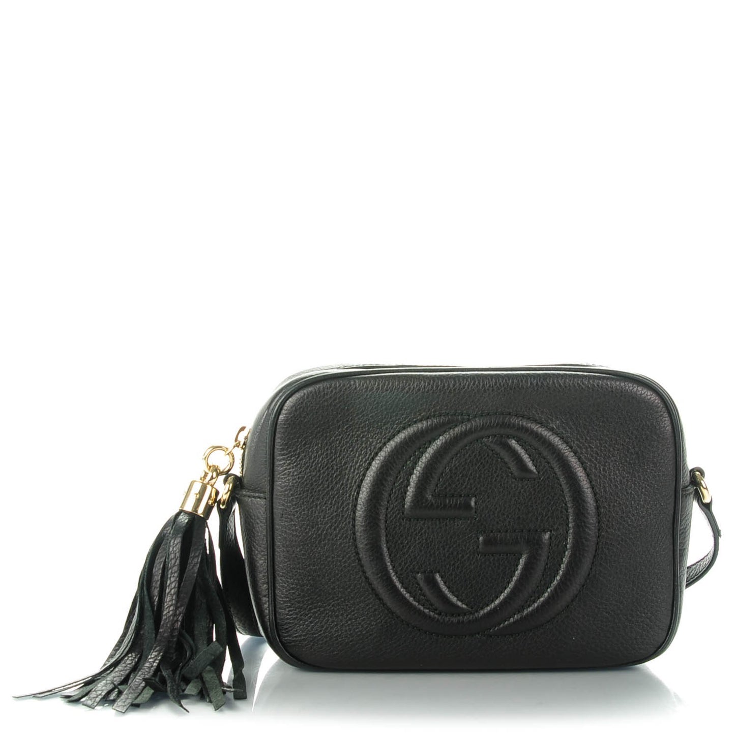 Pebbled Calfskin Small Soho Disco Bag Black