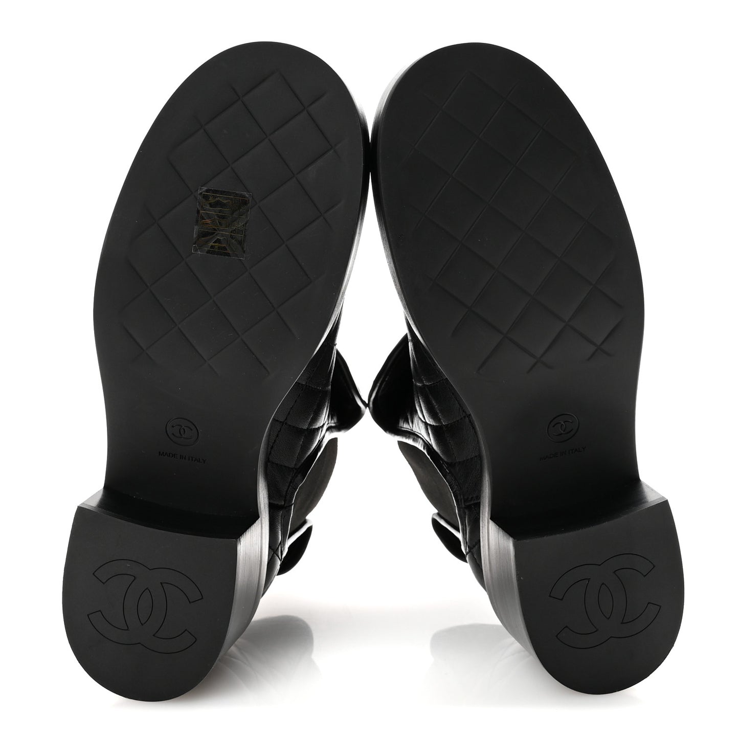 Lambskin Quilted Cap Toe CC Turnlock Booties 38.5 Black