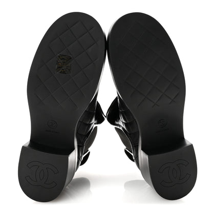 Chanel Lambskin Quilted Cap Toe CC Turnlock Booties 38.5 Black 6 of 9