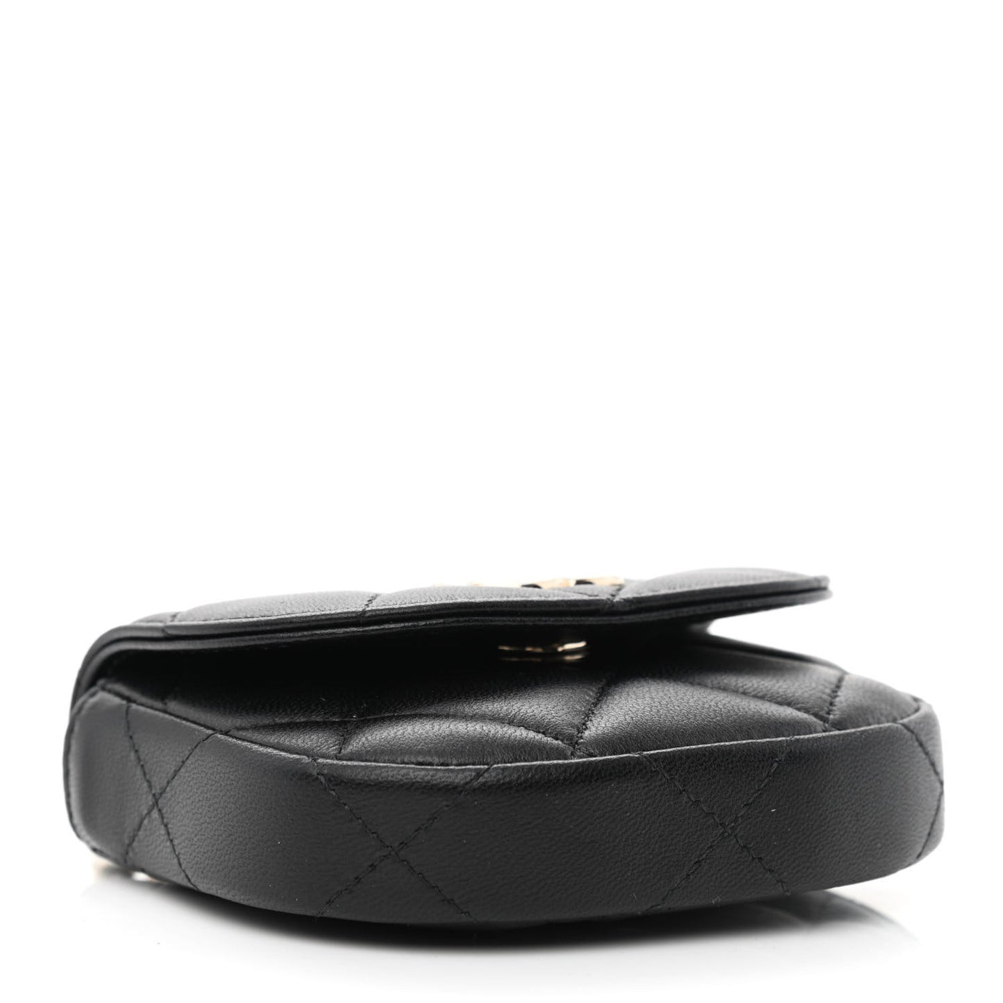 Lambskin Quilted Pearl Top Handle Clutch With Chain Black