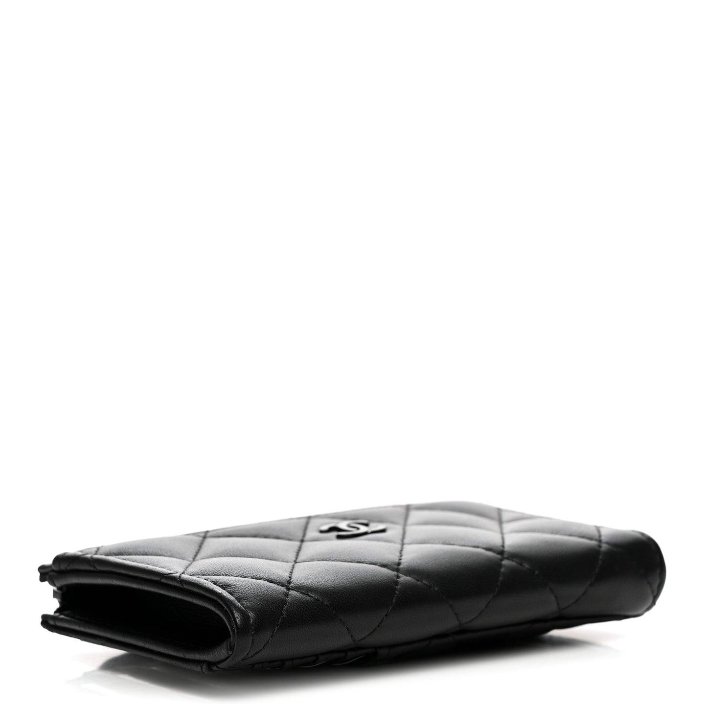 Lambskin Quilted Zip Card Holder So Black