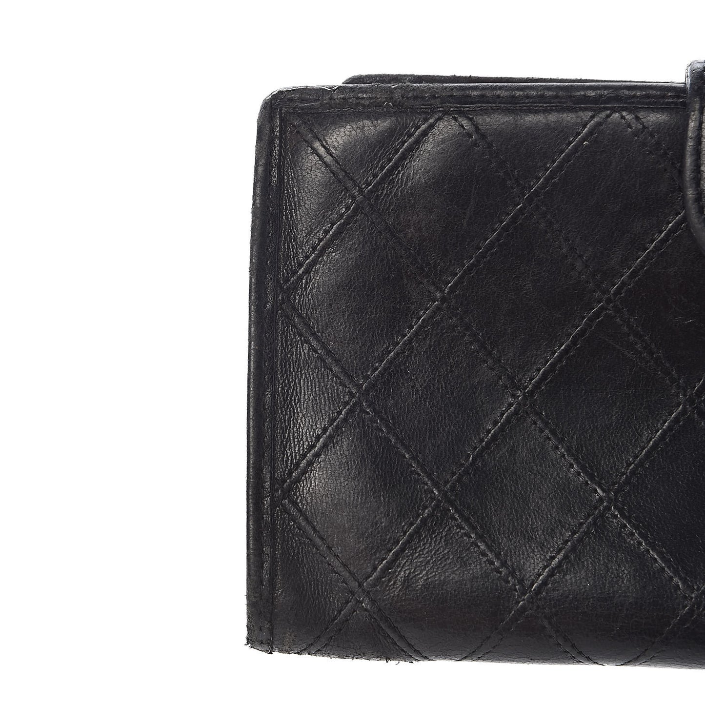 Lambskin Diamond Stitched French Wallet Black