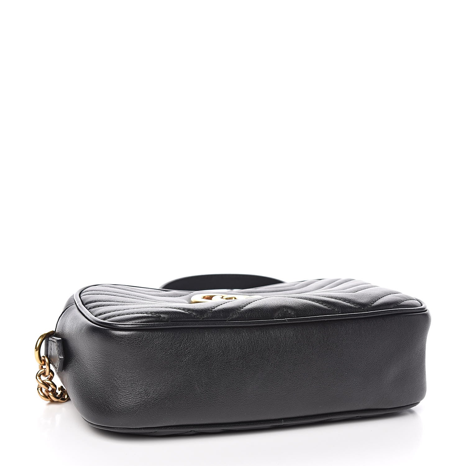 Gucci Calfskin Matelasse Small GG Marmont Chain Shoulder Bag Black 4 of 10