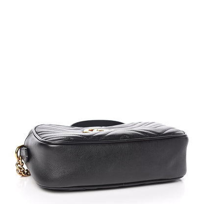 Gucci Calfskin Matelasse Small GG Marmont Chain Shoulder Bag Black 4 of 10